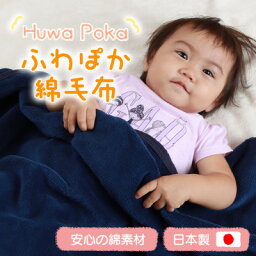 【ふるさと納税】ふわぽか 綿毛布 紺 100×140cm 日本製 綿100% 毛布【1457398】