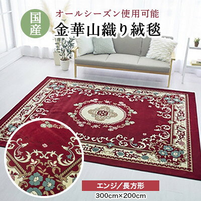 絨毯 ラグマット 長方形 300×200 洗える 厚手 カーペット プエブロ エンジ【1125213】