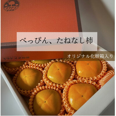 キタヤマ果樹園のたねなし柿 9〜12個(2L〜3L)オリジナル化粧箱入り(オレンジ箱)