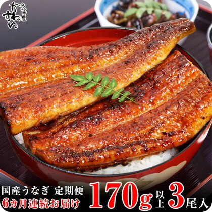 【定期便】〈うなぎ屋かわすい〉国産うなぎ蒲焼き特大サイズ3本セット（6ヶ月お届け）(A585-1)国産 うなぎ 蒲焼き 国産うなぎ うなぎ蒲焼き