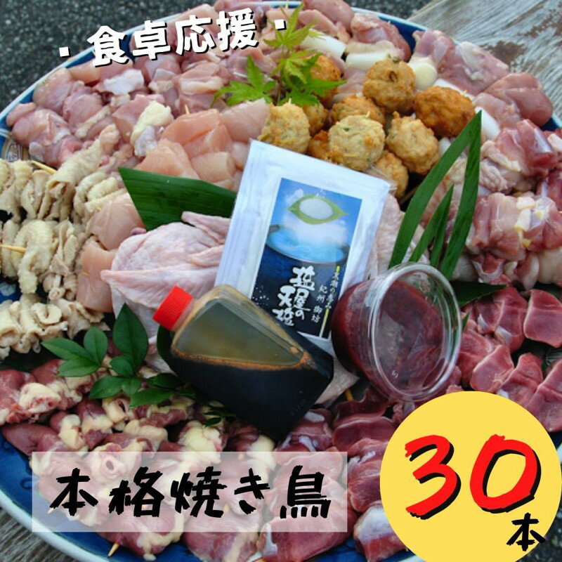 【本格焼き鳥お任せセット30本】BBQ、キャンプに！