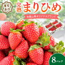 《全国いちご選手権2022年第2位・2023年第3位！》農家直送 完熟まりひめ　8パック（和歌山県オリジナルブランドいちご）《先行予約》 ふるさと納税 いちご 甘い ふるさと納税 イチゴ 苺 フルーツ 果物 パック 数量限定