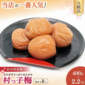 【ふるさと納税】 高評価★5 紀州南高梅 村っ子梅(塩分約8%) はちみつ梅干し 【選べる容量 400g~2kg】 / 和歌山 田辺市 紀州南高梅 南高梅 梅干し 梅干 梅 はちみつ入り 減塩 塩分控えめ ご飯のお供