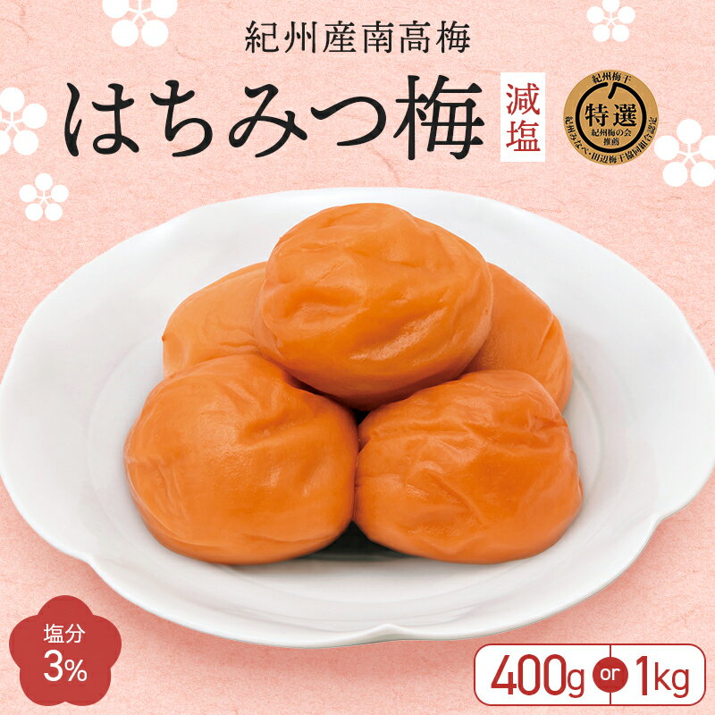 紀州南高梅 はちみつ梅 減塩(塩分3%)[選べる内容量400g 1kg] / A級品 紀州南高梅 南高梅 梅干し 梅干 梅 はちみつ梅 減塩 塩分控えめ 和歌山 田辺市