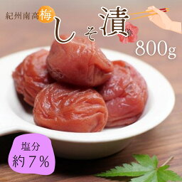 【ふるさと納税】紀州南高梅 しそ漬（塩分約7％）800g / 田辺市 紀州南高梅 南高梅 梅干し 梅干 梅 うめ 肉厚 お米 おにぎり 焼酎 梅酒 健康 しそ梅 産地直送