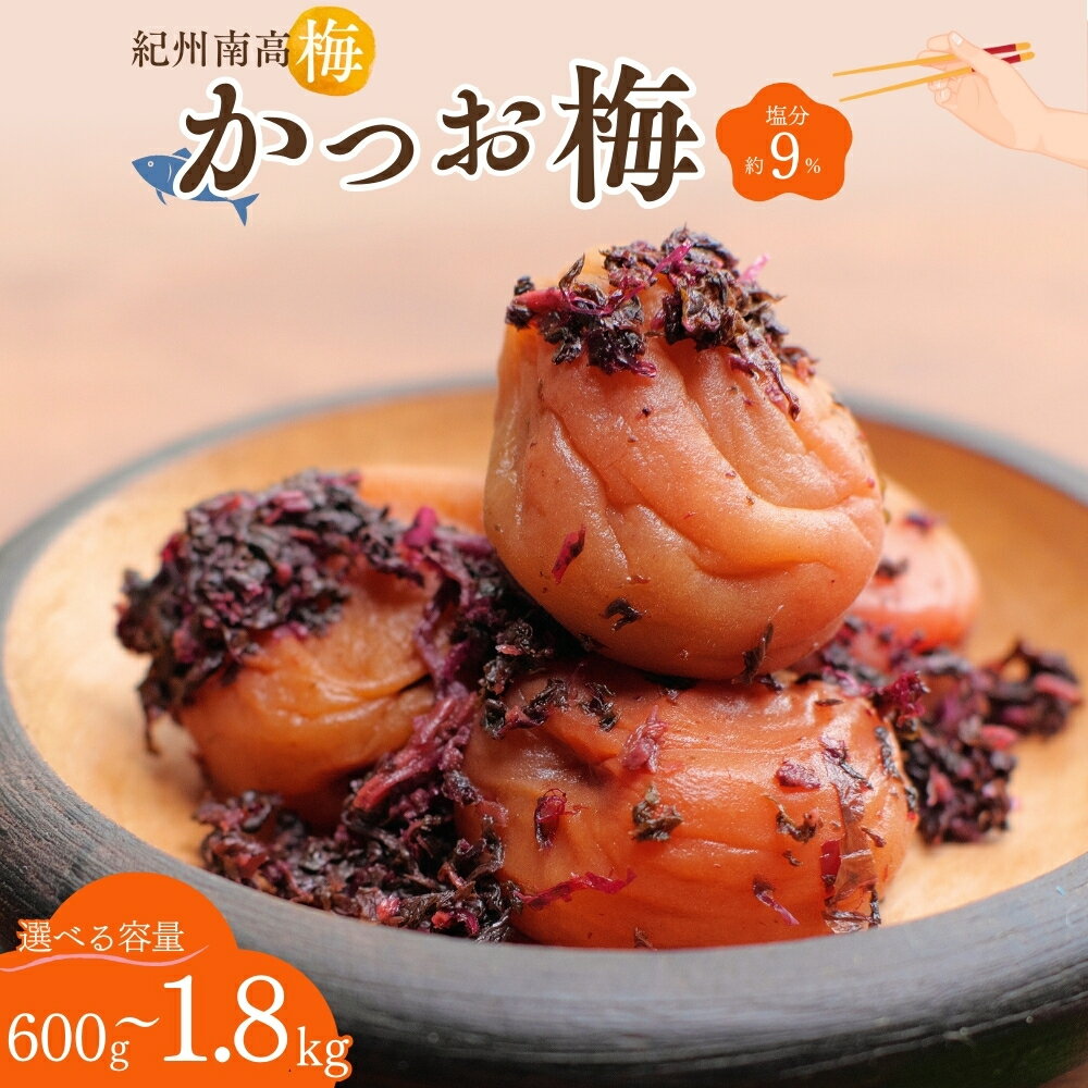 紀州南高梅 かつお梅塩分約9％選べる容量600g