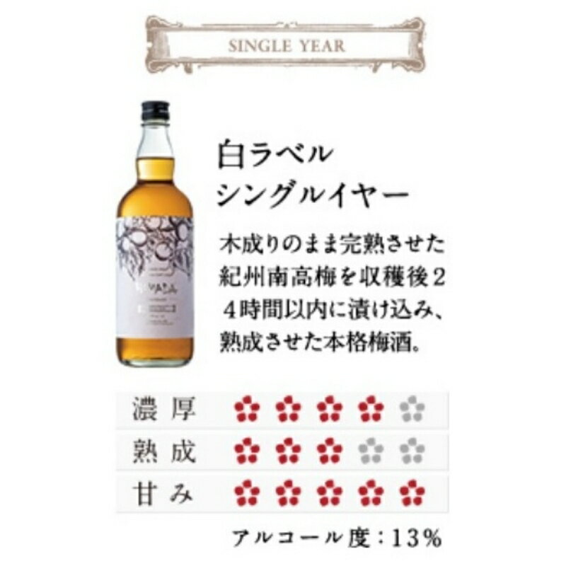 【ふるさと納税】＼レビューキャンペーン／ 本格梅酒 「HAMADA」白ラベル シングルイヤー 720ml 13度 / 和歌山 田辺市 梅干し 梅干 梅 うめ 梅酒 酒 紀州産 完熟梅 南高梅 本格梅酒