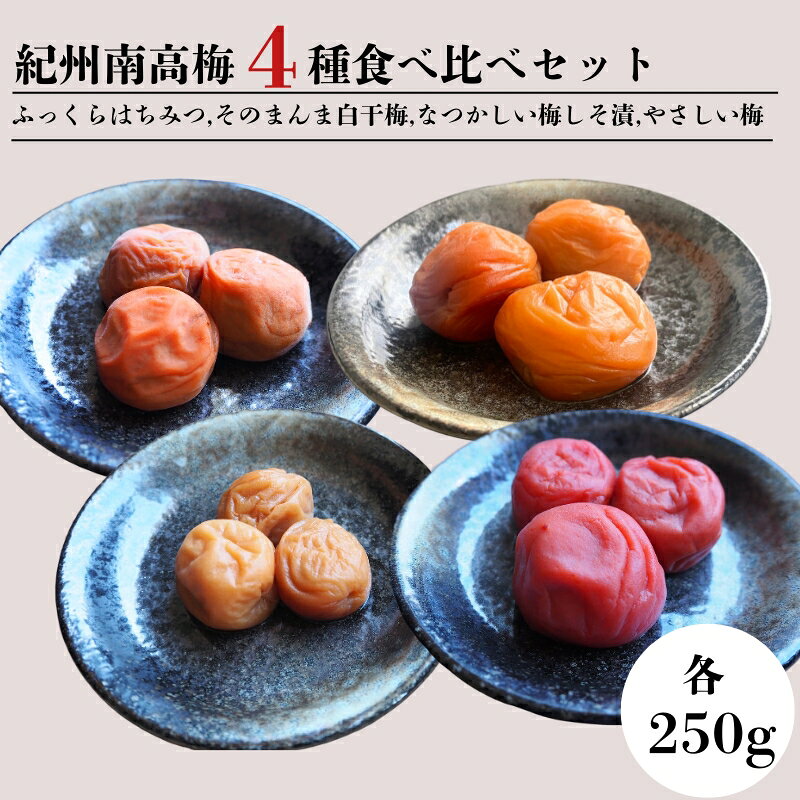 紀州南高梅 紀州フーズ大谷4種食べ比べセット（約250g×4種） / 大容量 はちみつ梅干し 梅干し 和歌山県産 田辺市 紀州南高梅 南高梅 梅干 食べ比べ 梅 A級