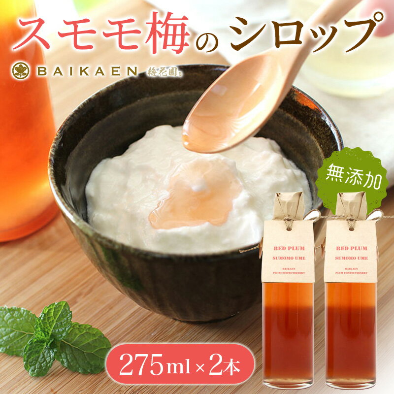 【ふるさと納税】スモモ梅の無添加シロップ 275ml×2本 / すもも スモモ 梅干し 梅干 うめぼし 南高梅 国産 梅 うめ ウメ 健康 シロップ 果汁 和歌山県 田辺市