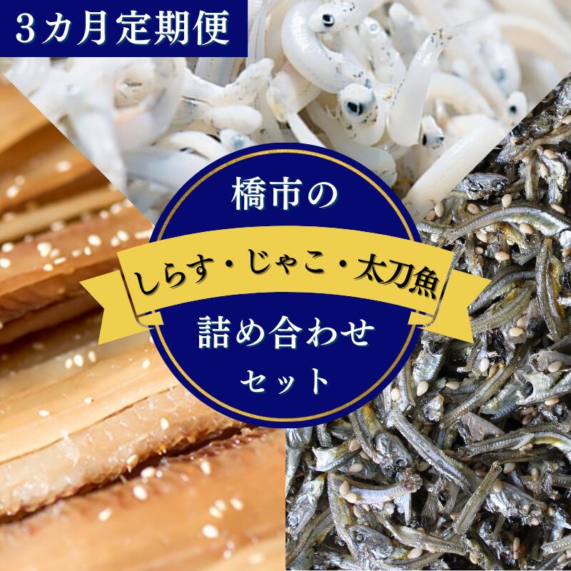 [3カ月定期便]橋市の詰め合わせセットM(釜揚げしらす500g・じゃこの佃煮300g・太刀魚のみりん干し500g)※北海道・沖縄・離島配送不可 / 干物 味醂干し おつまみ ご飯のお供 シラス 冷蔵 お取り寄せ 和歌山県 田辺市