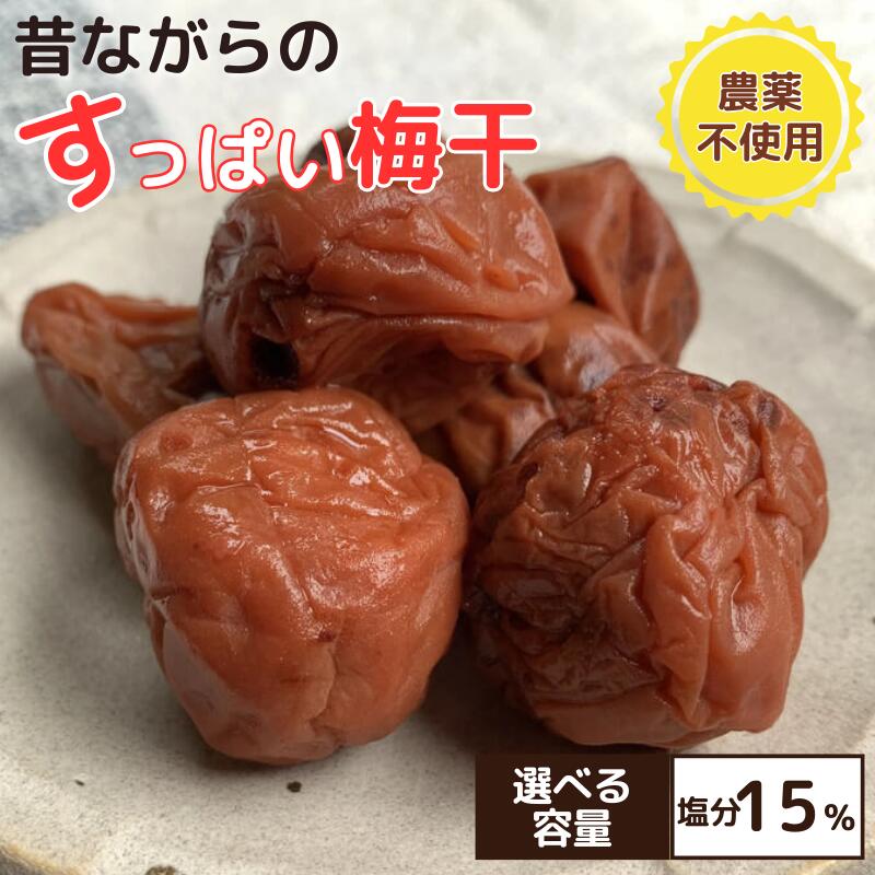 昔ながらのすっぱい梅干 塩分15% 選べる容量 / 梅干し 田辺市 紀州南高梅 南高梅 梅干 梅 うめ 肉厚 お米 おにぎり 焼酎 梅酒 健康 昔ながら 栽培期間中農薬不使用 和歌山 龍神