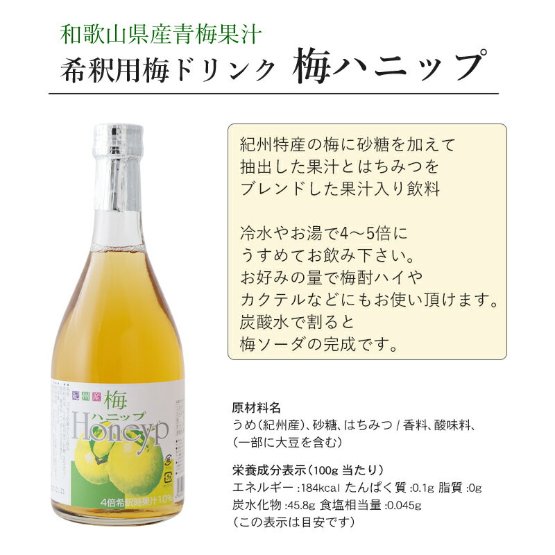 【ふるさと納税】 希釈用梅ドリンク 梅ハニップ 完熟梅ハニップ 各3本セット