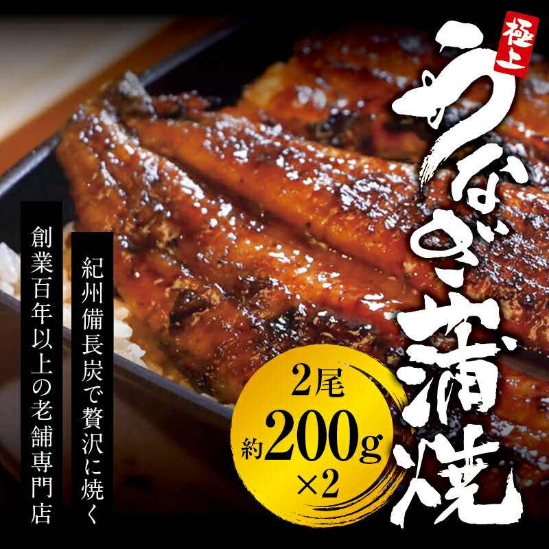 【ふるさと納税】極上！国産うなぎ蒲焼 2尾（約400g） 創業100年以上続く老舗 紀州備長炭でじっくり焼き上げた専門店の味 （タレ・山椒付き）/ うなぎ ウナギ 鰻 蒲焼 国産 ふるさと納税