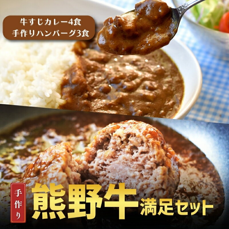 素材と手作りにこだわった 熊野牛すじ肉カレーとハンバーグセット (カレー:200g×4袋、ハンバーグ:170g×3袋) / カレー カレーライス 牛すじ おかず 惣菜 お惣菜 ハンバーグ
