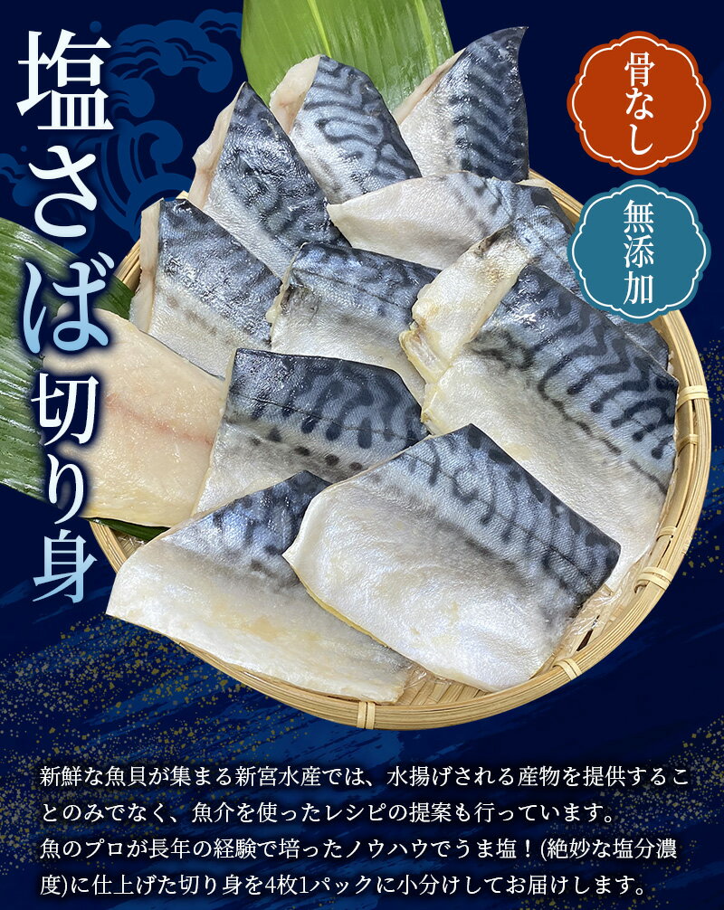 【ふるさと納税】【全3回定期便】骨なし 無添加 塩さば 切身 60g × 20枚 (4枚入り5セット)×計3回 / さば 塩さば 冷凍 おかず 魚 お魚 魚介 海鮮 安心 人気 大容量 小分け ごはんのお供 ふっくら やわらか 美味しい 焼き魚