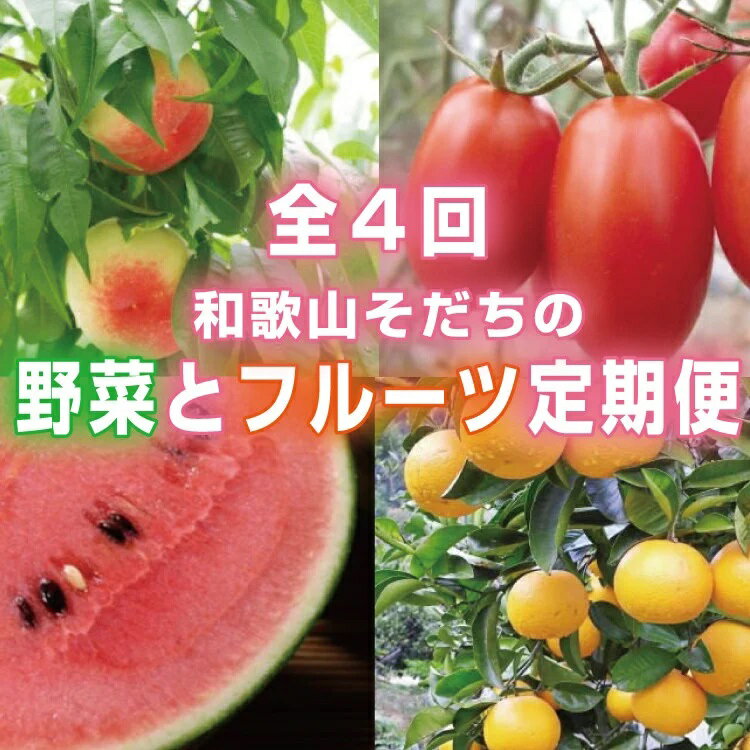 【ふるさと納税】【4か月定期便】和歌山産そだちの野菜とフルーツ定期便♪（八朔・トマト・すいか・桃）