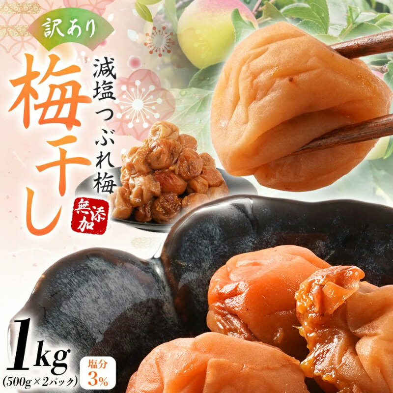 樂天商城 - 【ふるさと納税】 【訳あり】和歌山県産 紀州南高梅 梅干し 1kg (500g×2パック) 無添加 減塩 塩分3％ 大粒 肉厚 ご家庭用 おにぎり お弁当用