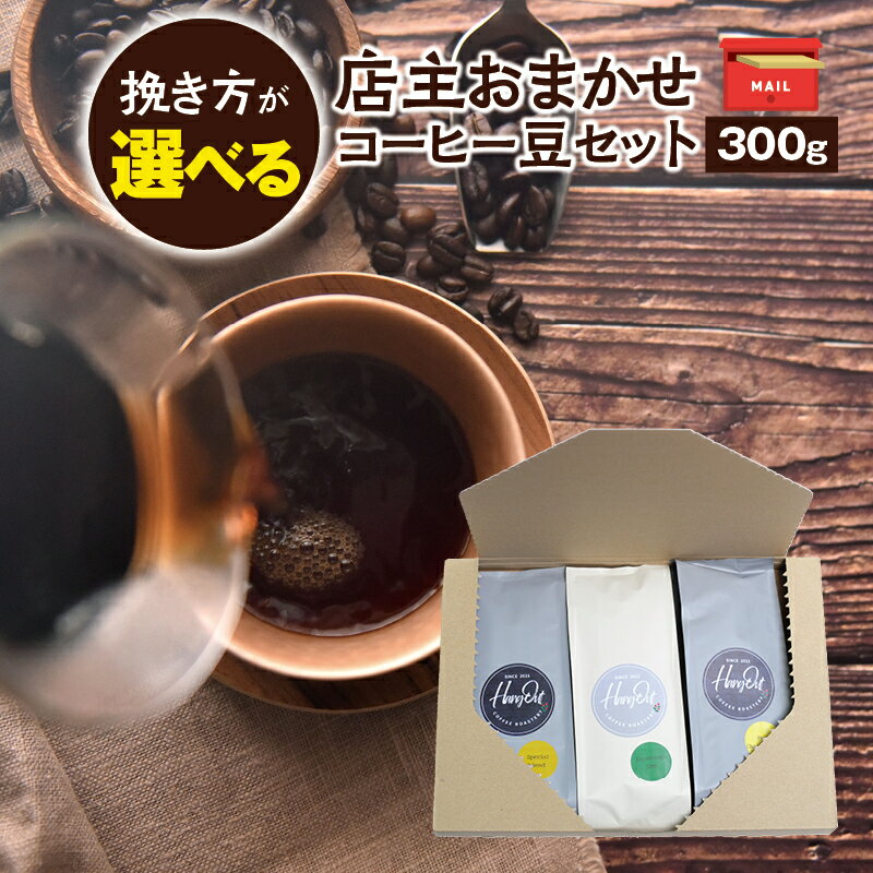 4種類の挽き方が選べる! 店主おまかせ 挽き立てコーヒー豆3種類セット(100g×3種類) コーヒー コーヒー豆 ドリップ セット 珈琲