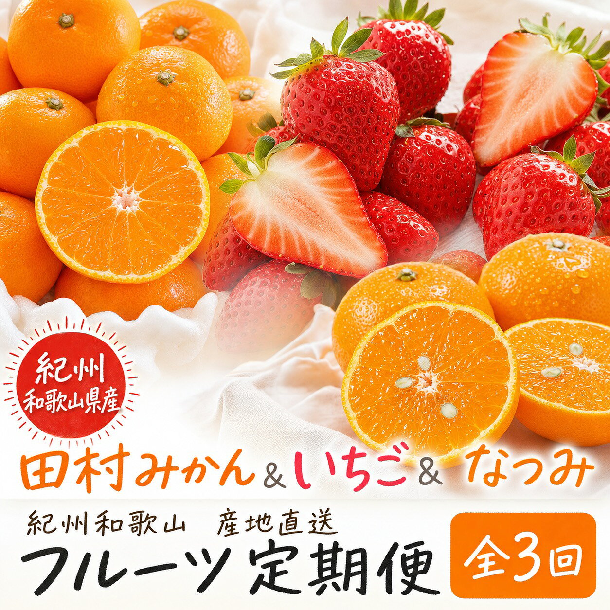 【ふるさと納税】 【全3回】紀州和歌山産旬のフルーツ定期便 (田村みかん・いちご・なつみ) / フルー...