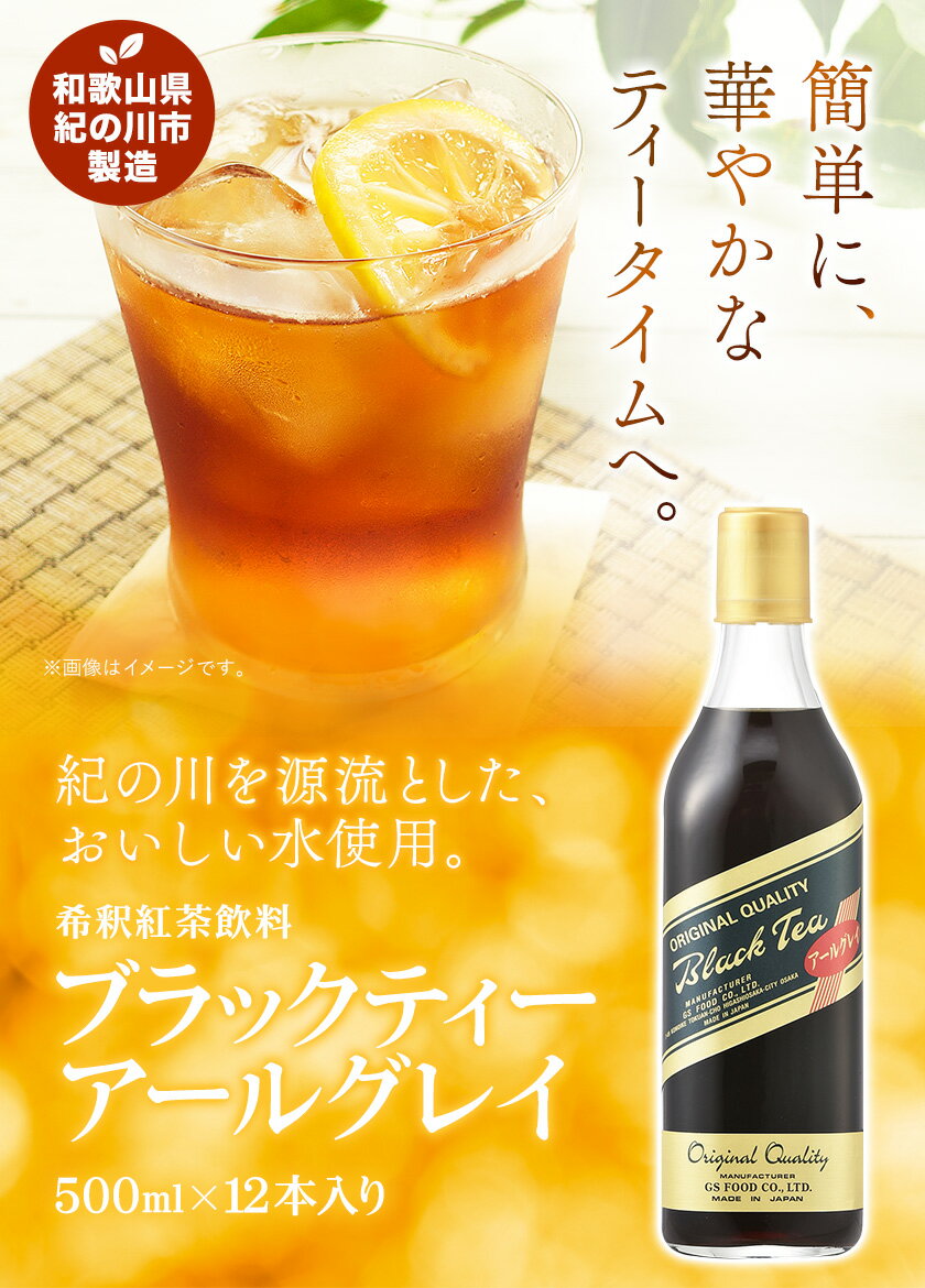 【ふるさと納税】和歌山県紀の川市 希釈紅茶飲料 GSブラックティーアールグレイ 500ml×12本《90日以内に出荷予定(土日祝除く)》和歌山県 紀の川市 飲料 紅茶 5倍希釈 株式会社ジーエスフード ミルクティー アイスティー タピオカ