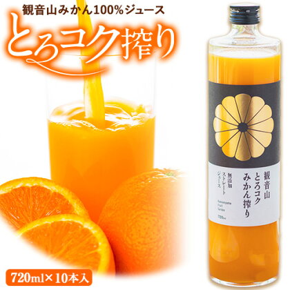 観音山みかんジュース「とろコク搾り」720ml×10本入 有限会社柑香園 《30日以内に出荷予定(土日祝除く)》和歌山県 紀の川市 フルーツ 果物 柑橘 添加物不使用 100%ストレートジュース