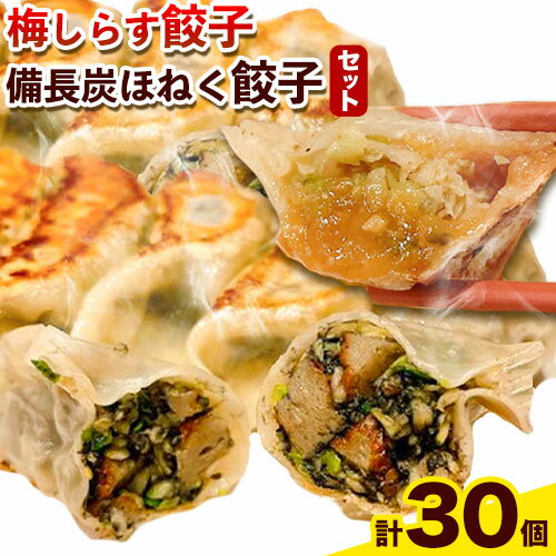 【ふるさと納税】梅しらす餃子と備長炭ほねく餃子のセット 計30個入り きんとうん餃子工房《30日以内に出荷予定(土日祝除く)》 和歌山県 岩出市 餃子 ぎょうざ...