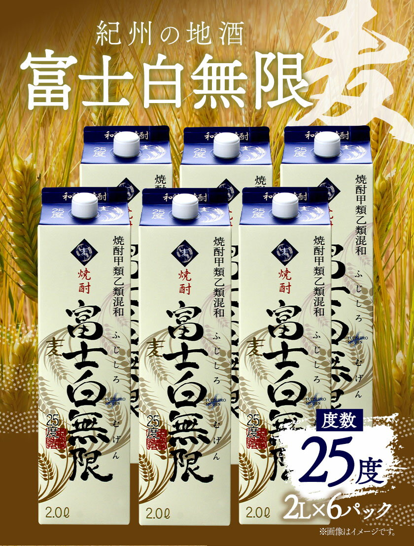【ふるさと納税】紀州の地酒 富士白無限 ふじしろむげん 《麦》 25度 2L×6パック エバグリーン 中野BC株式会社 《30日以内に出荷予定(土日祝除く)》和歌山県 岩出市 酒 お酒 地酒