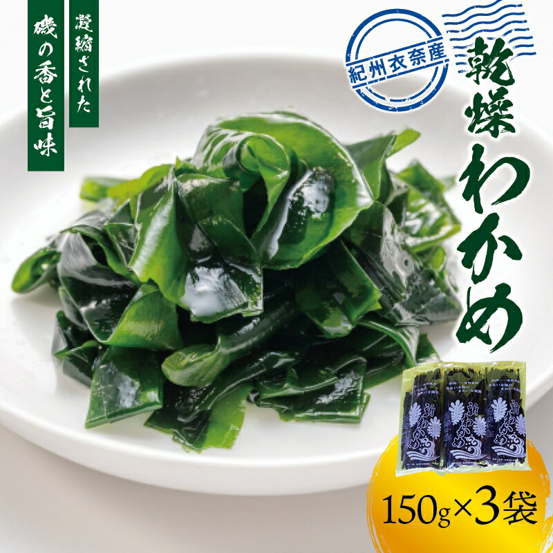 【ふるさと納税】紀州衣奈産 乾燥わかめ 150g×3パック (2024年産) / わかめ 天然 養殖 栽培 味噌汁