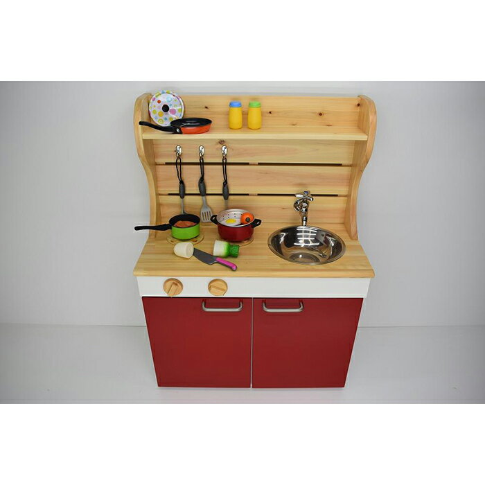 【ふるさと納税】ままごとキッチンW590【カラー：赤】 | 和歌山県 九度山町 和歌山 楽天ふるさと 納税 支援品 返礼品 おもちゃ おままごと キッチン 子供 子ども こども 幼児 女の子 男の子 ままごと クッキングトイ キッズ 誕生日プレゼント 誕生日 プレゼント