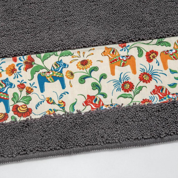 【ふるさと納税】北欧の「幸せを運ぶ馬」ダーラヘスト柄のキッチンマット グレー(縦50cm×横240cm) | 和歌山県 九度山町 和歌山 楽天ふるさと 納税 支援品 返礼品 キッチンマット キッチン用品 キッチン 台所マット 雑貨 日用品 マット キッチングッズ おしゃれ