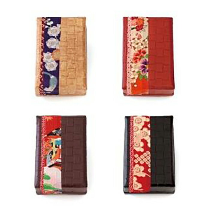 【ふるさと納税】柿渋塗 四つ目箱 名刺サイズ4色布付セット【TN89】