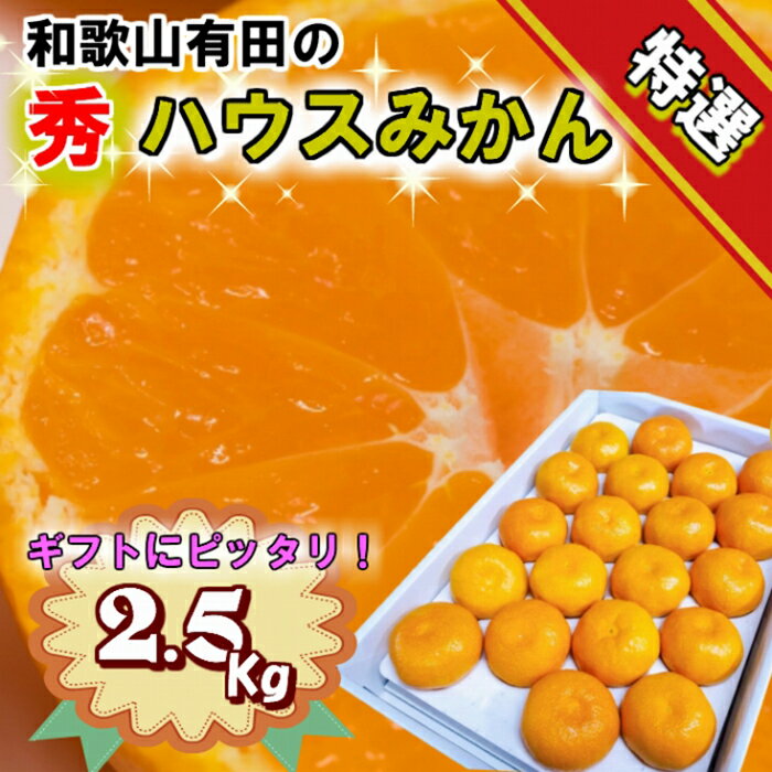 特撰品!和歌山有田の「ハウスみかん」[赤秀]約2.5kg 化粧箱入り(5月以降発送)[NGT3] | 和歌山県 和歌山 九度山町 楽天ふるさと 納税 返礼品 お取り寄せグルメ お取り寄せ 取り寄せ グルメ フルーツ 果物 くだもの 柑橘 柑橘類 特産品 名産品 ミカン