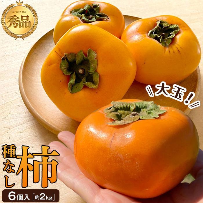 【ふるさと納税】柿(種無し) 6個入 (約2kg) 秀品大玉【2025年9月下旬頃より発送】【KT1】 | 柿 かき フルーツ 果物 くだもの 食品 人気 おすすめ 送料無料