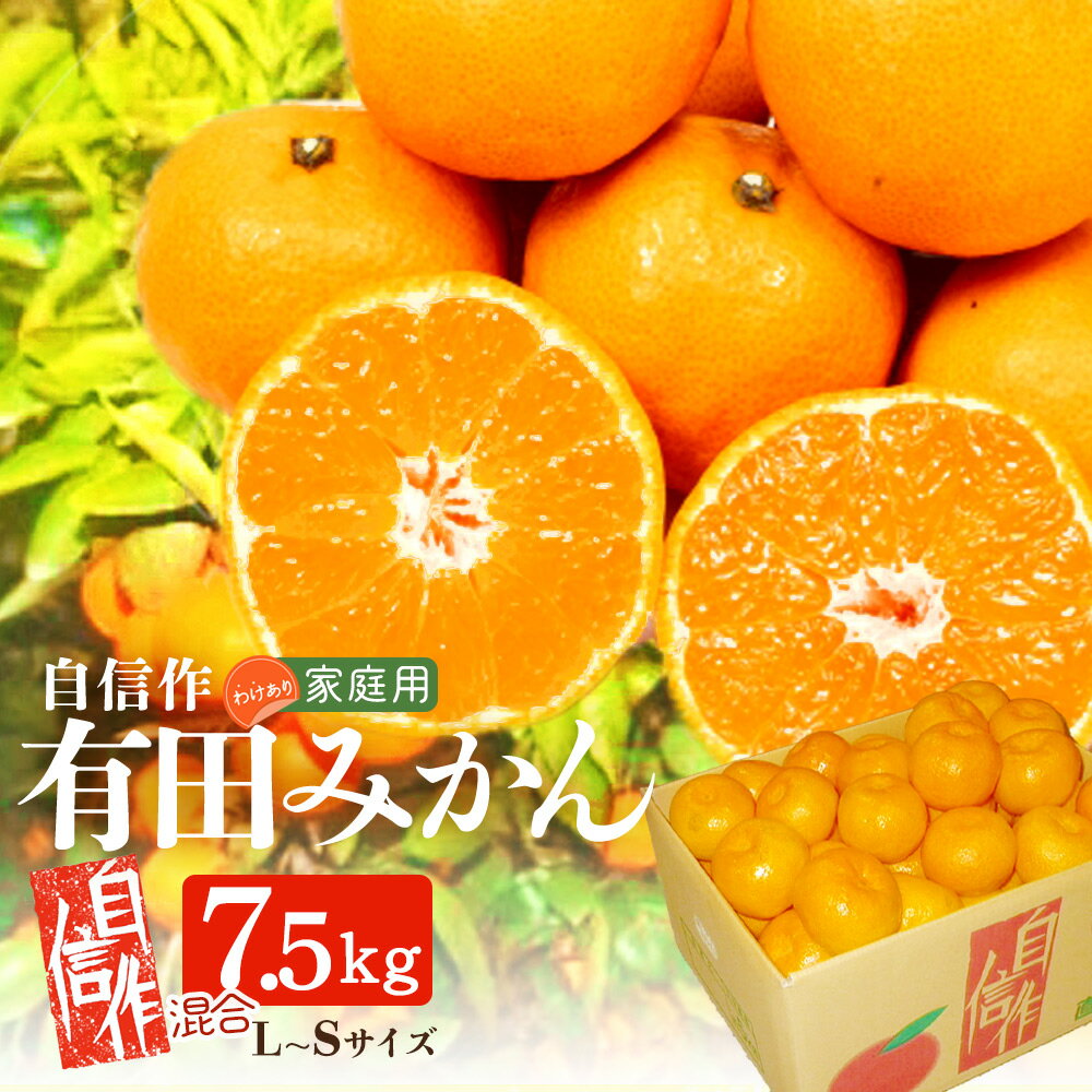 【ふるさと納税】自信作 有田みかん 7.5kg L～Sサイズ混合 【訳あり 家庭用】【ミカン 蜜柑 柑橘 温州みかん 有田みかん 和歌山】のサムネイル