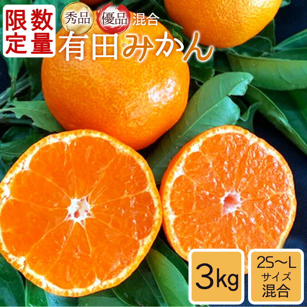 [先行予約][数量限定] 秀品・優品混合 有田みかん 3kg 2S〜Lサイズ 混合[ミカン 蜜柑 柑橘 温州みかん 有田みかん 和歌山]