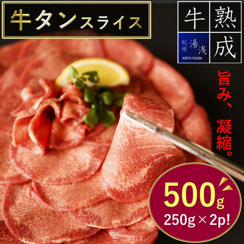 【ふるさと納税】湯浅熟成肉 薄切り 牛タン スライス 500g【氷温熟成 熟成肉 牛肉 大容量 焼肉 焼き肉 送料無料 タン塩】のサムネイル