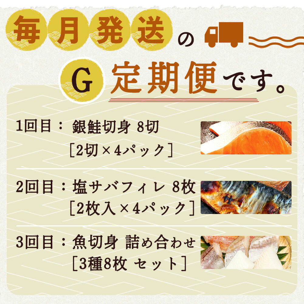 【ふるさと納税】【定期便 全3回】魚鶴商店が選ぶ人気お魚G(銀鮭切身・サバフィレ・魚切身)