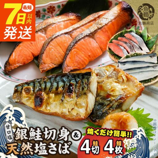 【ふるさと納税】【限定】 《7日以内発送》 和歌山魚鶴仕込の甘口塩銀鮭切身 4切 & 天然 塩さばフィレ4枚 (2切×2パック&2枚2パック 小分け)【さけ しゃけ シャケ 鮭 銀鮭 塩サケ 鯖 サバ 魚 切り身 切身 魚 切身 切り身】 【ふるさと納税】【限定】 《7日以内発送》 和歌山魚鶴仕込の甘口塩銀鮭切身 4切 & 天然 塩さばフィレ4枚 (2切×2パック&2枚2パック 小分け)【さけ しゃけ シャケ 鮭 銀鮭 塩サケ 鯖 サバ 魚 切り身 切身 魚 切身 切り身】