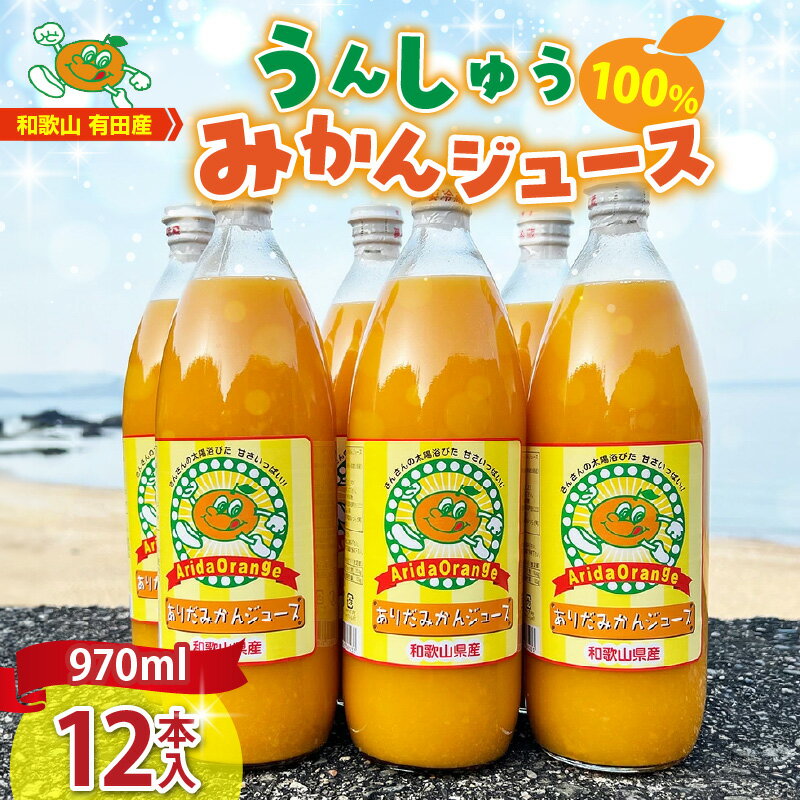 9位! 口コミ数「0件」評価「0」和歌山有田産100% うんしゅうみかんジュース 970ml × 12本セット【和歌山 ミカンジュース ストレート 果汁100%】