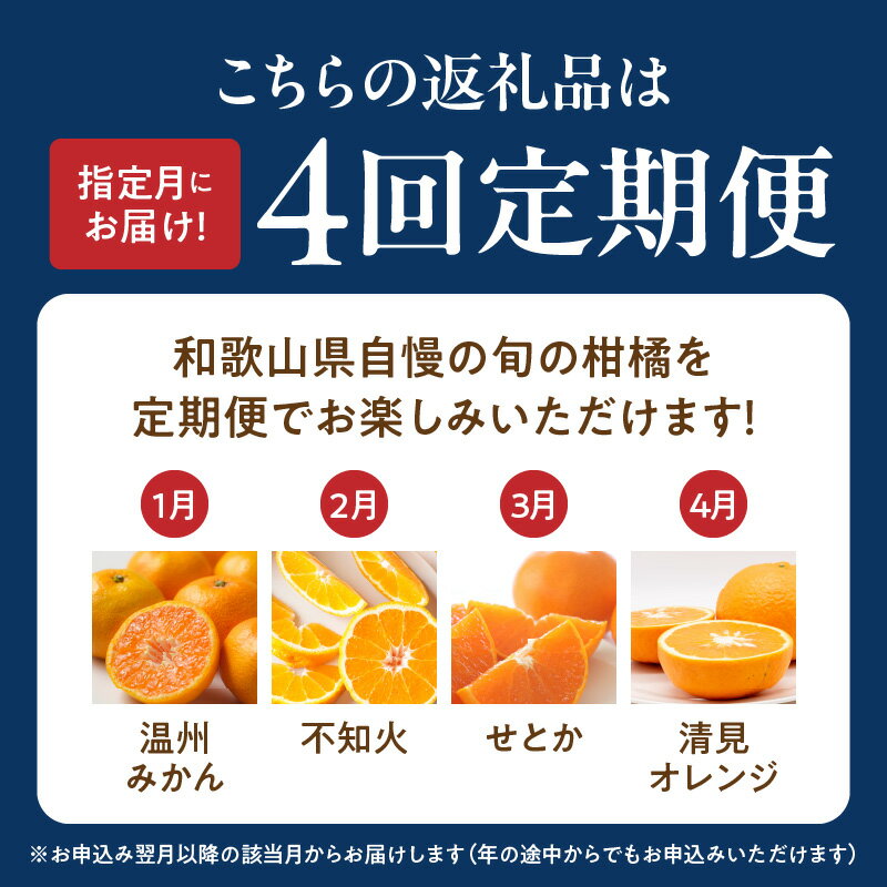 【ふるさと納税】限定 定期便 旬の 柑橘 セット 全4回 発送月固定 酸味 甘み バランス 完熟 温州みかん ジューシー プリップリ 果肉 不知火 とろける 食感 せとか 濃厚 果汁 清見オレンジ ご家庭用 訳あり 紀州 有田産 みかん 果物 お取り寄せ 和歌山県 湯浅町 送料無料