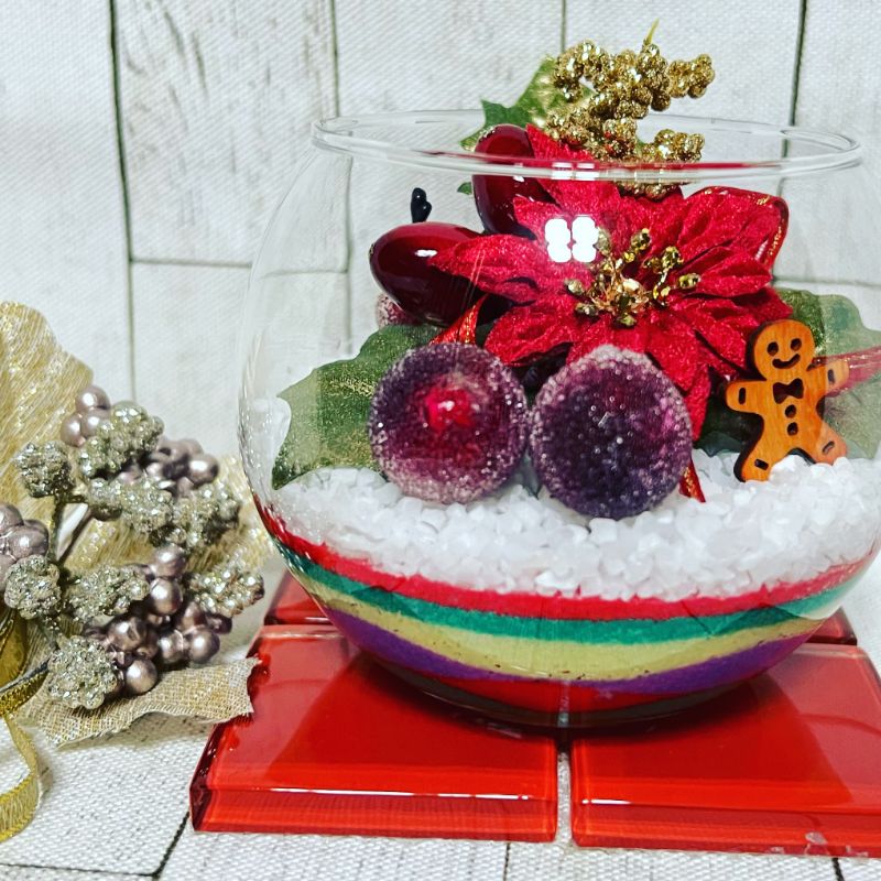 【ふるさと納税】グラスサンドアート クリスマステラリウム（小） ※北海道・沖縄・離島への配送不可 / インテリア 置物 プレゼント Christmas クリスマス 贈り物 贈答 冬 //zakka