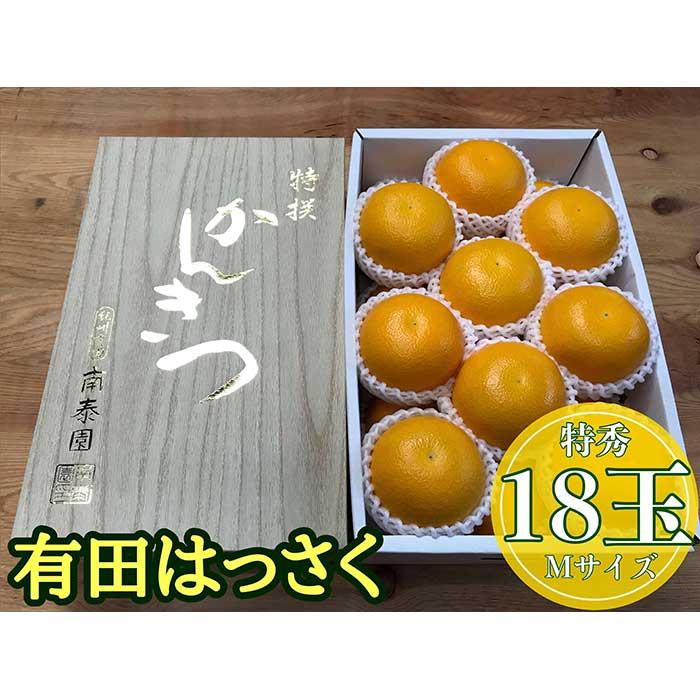 【ふるさと納税】化粧箱 手詰め 有田 はっさく 特秀 M サイズ × 18玉入 2段詰 南泰園 みかん