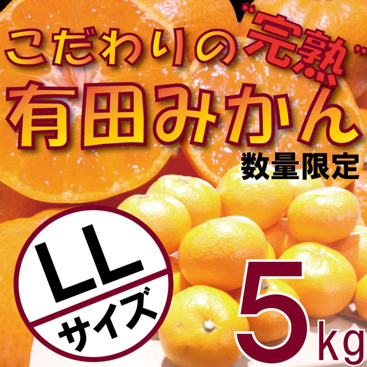 ＼農家直送/こだわりの完熟有田みかん LLサイズ約5kg 有機質肥料100%[11月上旬より順次発送]※着日指定送不可※沖縄及び離島への発送不可