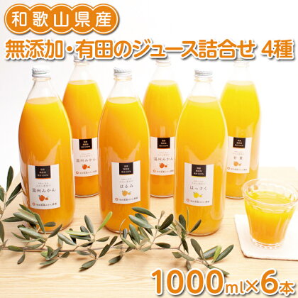 無添加・有田のジュース詰合せ1000ml×6本・4種◇※着日指定不可※北海道・沖縄・離島への配送不可