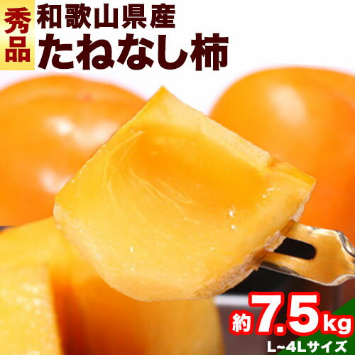【ふるさと納税】【先行予約】和歌山産たねなし柿(L〜4Lサイズおまかせ)約7.5kg・秀品 《2025年10月上旬-11月中旬頃出荷》 和歌山県 日高町 厳選館 かき 種なし 柿 果物 フルーツ 青果
