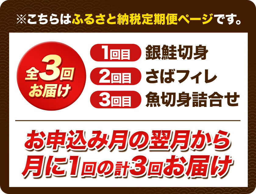 【ふるさと納税】【定期便 全3回】サバフィレ 銀鮭切身 魚切り身詰合せ 選べる 内容量 株式会社魚鶴商店《お申し込み月の翌月より出荷開始》 和歌山県 日高町 鮭 さけ 紅さけ 切り身 さば 塩さば 焼き魚 焼くだけ 簡単 魚 さかな タラ