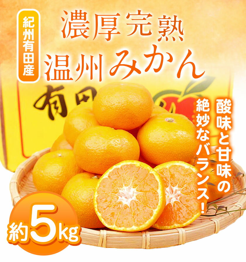 【ふるさと納税】紀州有田産 濃厚完熟温州みかん 約5kg 魚鶴商店《2024年11月下旬-2025年2月上旬頃より出荷》 和歌山県 日高町 みかん 温州みかん 完熟 濃厚 柑橘