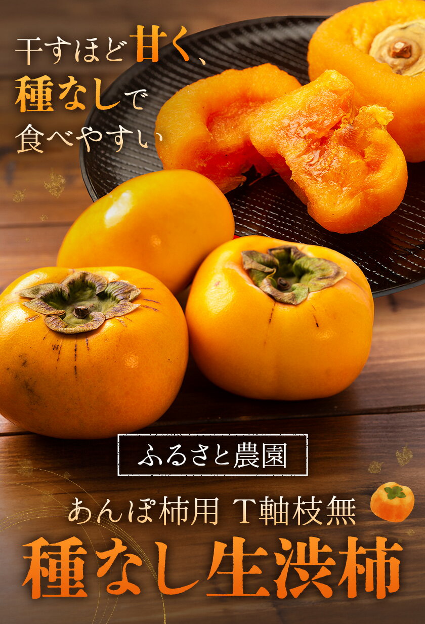 【ふるさと納税】【2026年先行予約】柿 かき あんぽ柿用 T軸枝無 種なし 生渋柿 選べる 1.5~2kg 4.5~5kg 14.5~15kg ふるさと農園《10月中旬-11月上旬頃より発送予定(土日祝除く)》 和歌山県 日高町