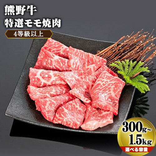 「熊野牛」特選モモ焼肉 300g 〜 1.5kg 4等級以上 株式会社松源[30日以内に出荷予定(土日祝除く)]和歌山県 日高町 選べる 牛肉