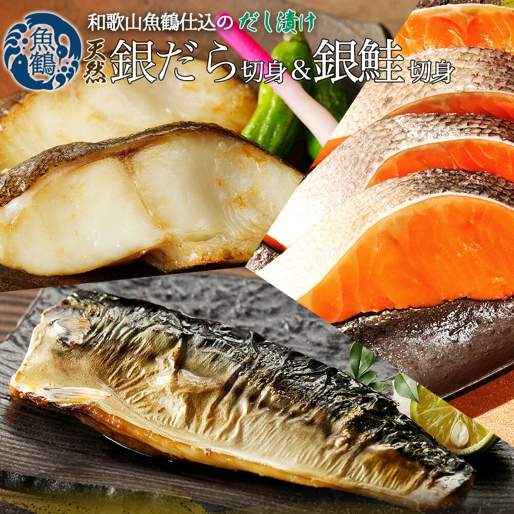 【ふるさと納税】和歌山魚鶴仕込みのだし漬け銀だら切身4切・銀鮭切身4切・塩さばフィレ4枚 (真空パック入) 小分け / 銀鱈 さけ サバ だし 魚 切り身 切身 魚 海鮮 焼き魚 ご飯のおとも おかず